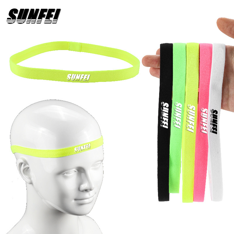 sunfei Custom slim Sports Headbands Running Elastic Non Slip Hairband Football Anti Slip Elastic Sweatband Fitness Head band