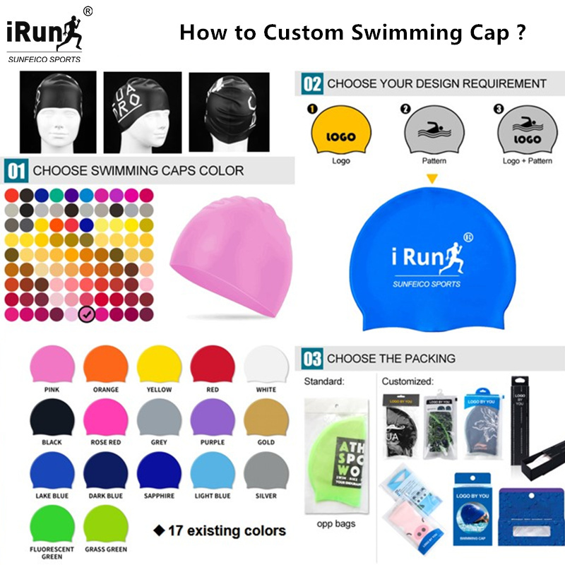 Sunfei Silicone Fabric Dome Swim Cap Swimming Sports Cap Custom Printed waterproof durable Swimming Cap  With Ear Cover