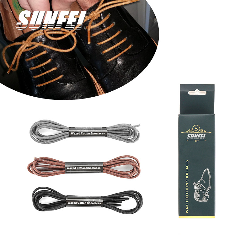 sunfei Multi-colored wax Cotton Shoelaces with Customized Color 100% cotton shoelaces Waterproof  Wax Leather Shoelaces