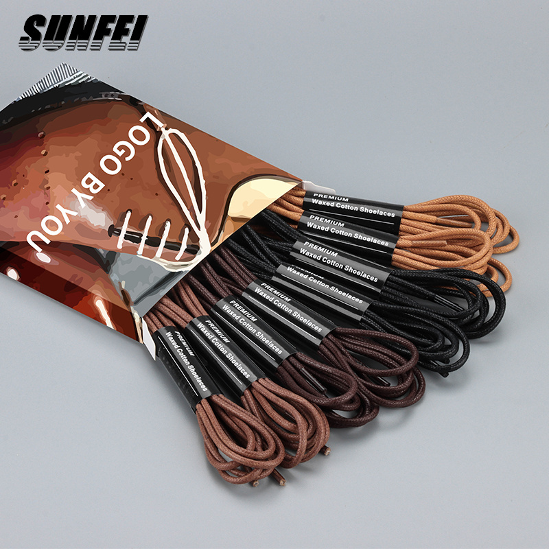 sunfei waxed dual colour shoelaces Waxed coated laces of Oxford Shoes Leather Shoes cotton wax fabric shoe laces