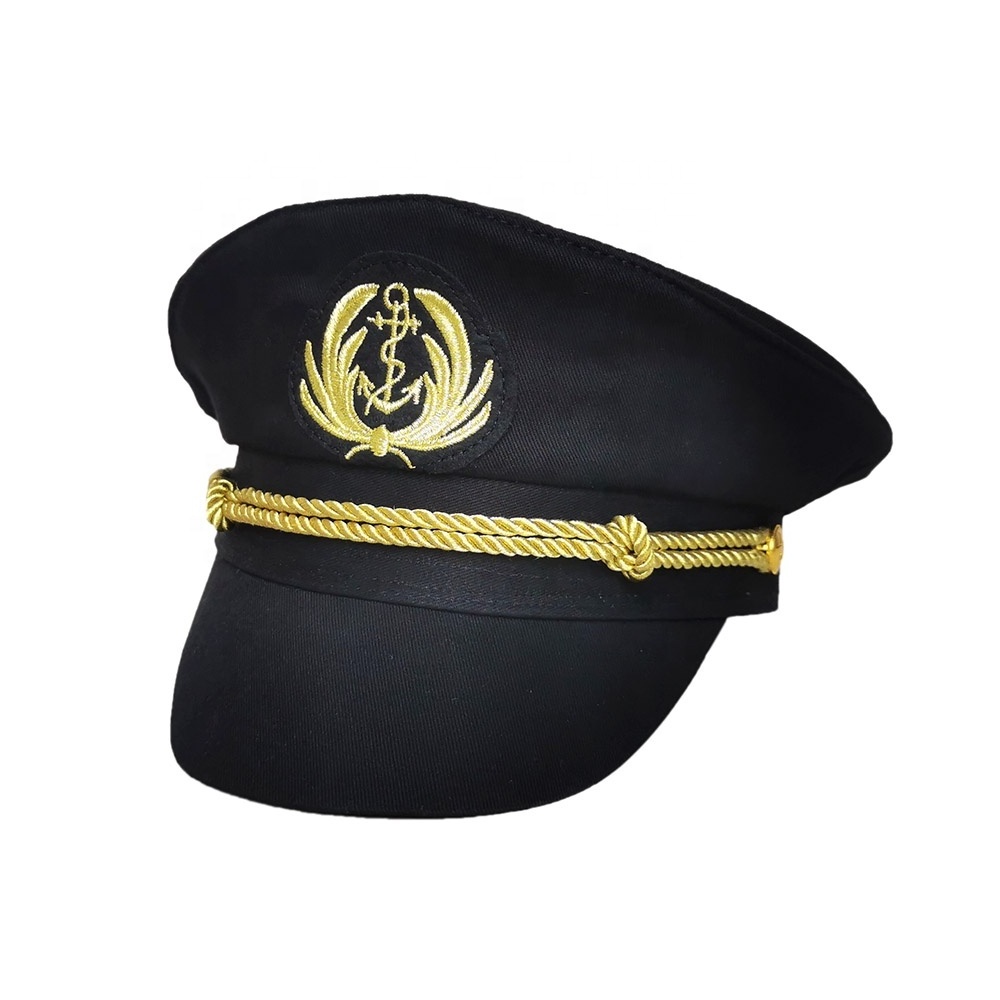 Wholesale high quality white pink black caps 100% cotton captain adult yacht navy hats