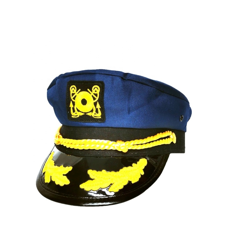 Wholesale good quality adult round party white navy captain hats