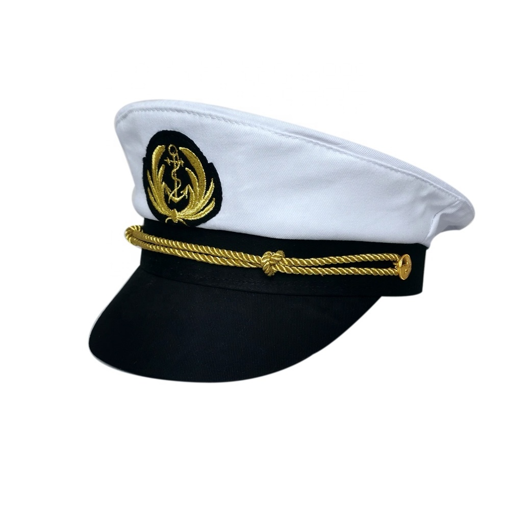 Wholesale high quality white pink black caps 100% cotton captain adult yacht navy hats