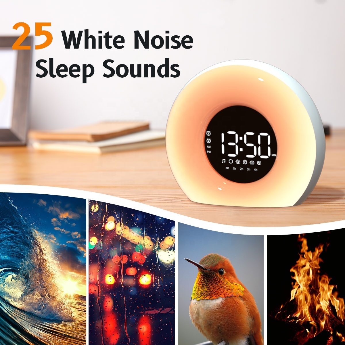 High Quality Snooze Sunrise Alarm Sunshine Bedside Clock With Wake-up Light