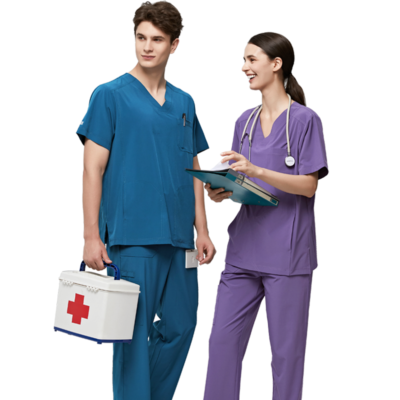 Medical Hospital Short Sleeve Tops Jogger Pants Nursing Scrub Uniforms Unisex Nurse Scrubs Set