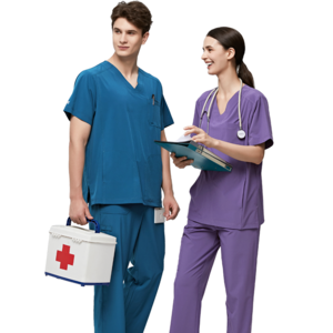 Medical Hospital Short Sleeve Tops Jogger Pants Nursing Scrub Uniforms Unisex Nurse Scrubs Set