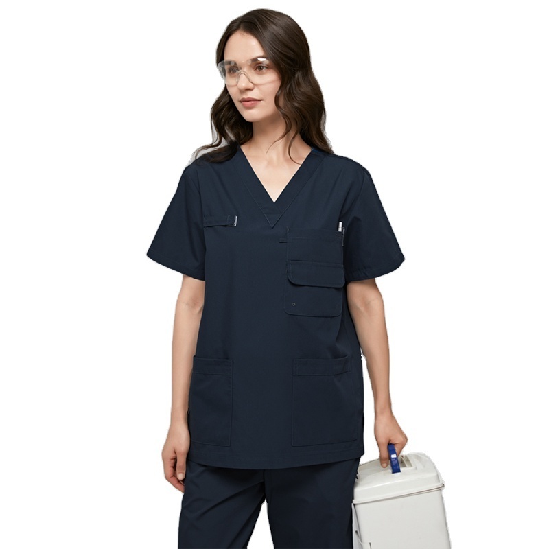 OEM CleanWear Medical Scrubs Set Blue Bleach Resistant Healthcare Scrubs Wholesale