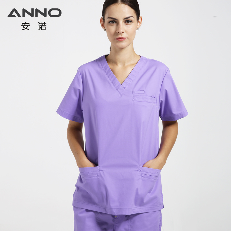 ANNO 2021 Medical Scrubs Clothing Uniform Dropshipping V Neck Poly Cotton Nursing Uniform Nurse Medical Scrubs Design