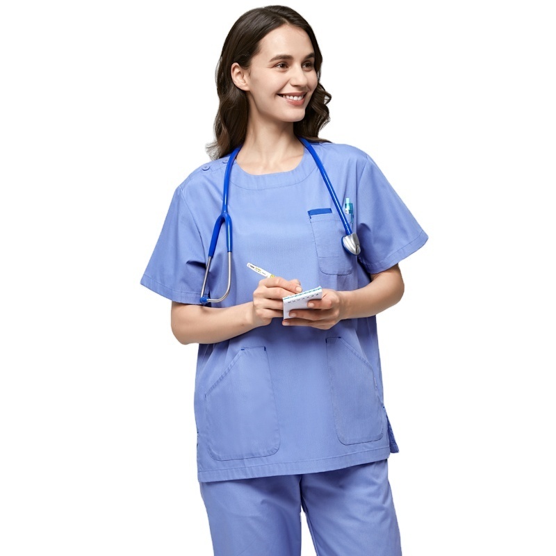 ANNO Medical Scrubs for MEN WOMEN V Neck Nurse Uniform scrub top and pants Uniform