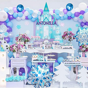 Frozen Balloons Arch Garland Kit Latex Balloons Happy Birthday Snowflakes Foil Balloon Party Supplies Decorations