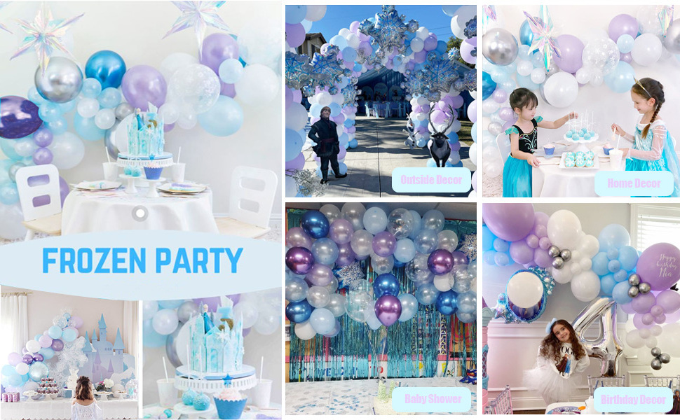 Frozen Balloons Arch Garland Kit Latex Balloons Happy Birthday Snowflakes Foil Balloon Party Supplies Decorations