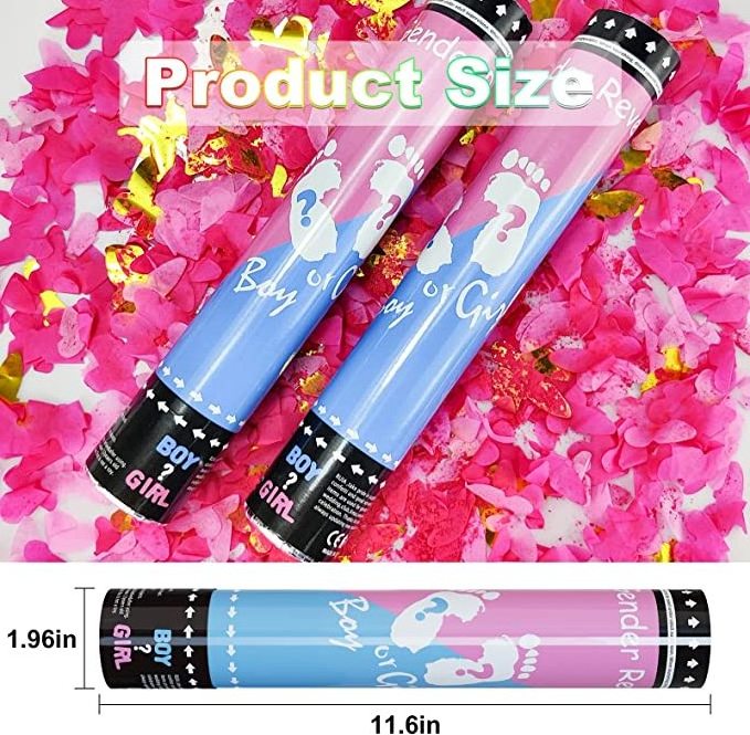 Gender Reveal Cannon 100% Biodegradable Butterfly Confetti Powder Cannon for Girl Pink Smoke Party Decorations