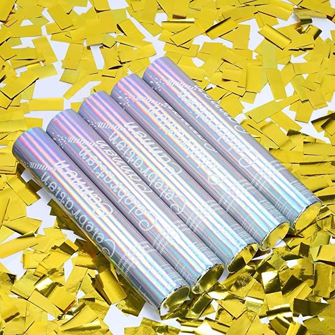 Custom RAINBOW HOLOGRAPHIC SILVER Gold Confetti Cannon For Wedding Birthday Party Supplies