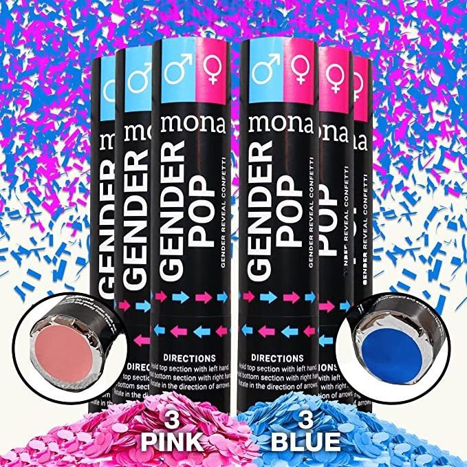 Baby Boys Or Girls Gender Reveal Confetti Cannon In Blue And Pink Gender Popper