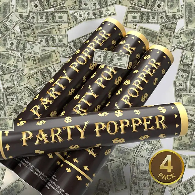 Custom Paper Shooter Confetti Cannon Popper With Money Confetti Cannons Air Compressed Party Poppers