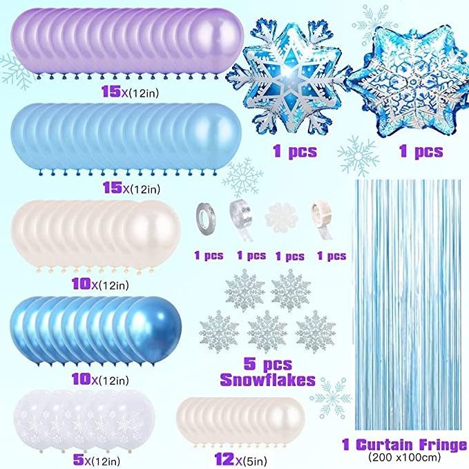 Frozen Balloons Arch Garland Kit Latex Balloons Happy Birthday Snowflakes Foil Balloon Party Supplies Decorations