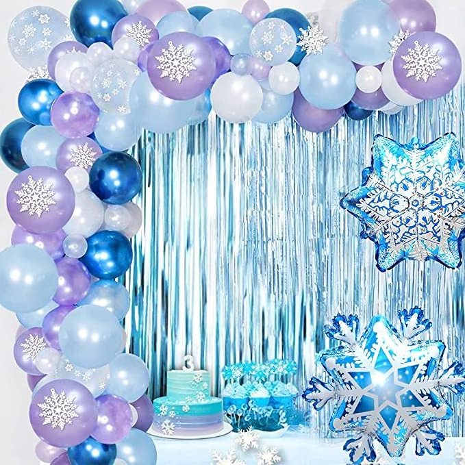 Frozen Balloons Arch Garland Kit Latex Balloons Happy Birthday Snowflakes Foil Balloon Party Supplies Decorations