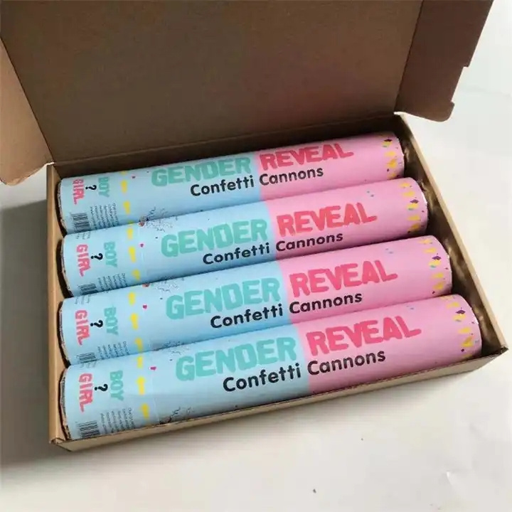 Biodegradable Powder Confetti Cannon Boy or Girl Gender Reveal Poppers  Baby Shower Party Supplies