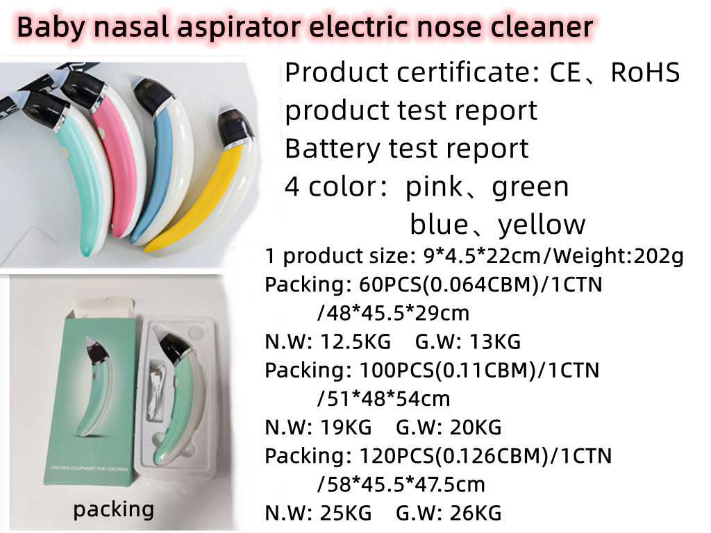 Limpiador nasal para bebes Sucker convenient baby safe Ear Vacuum Light baby nasal aspirator electric nose cleaner