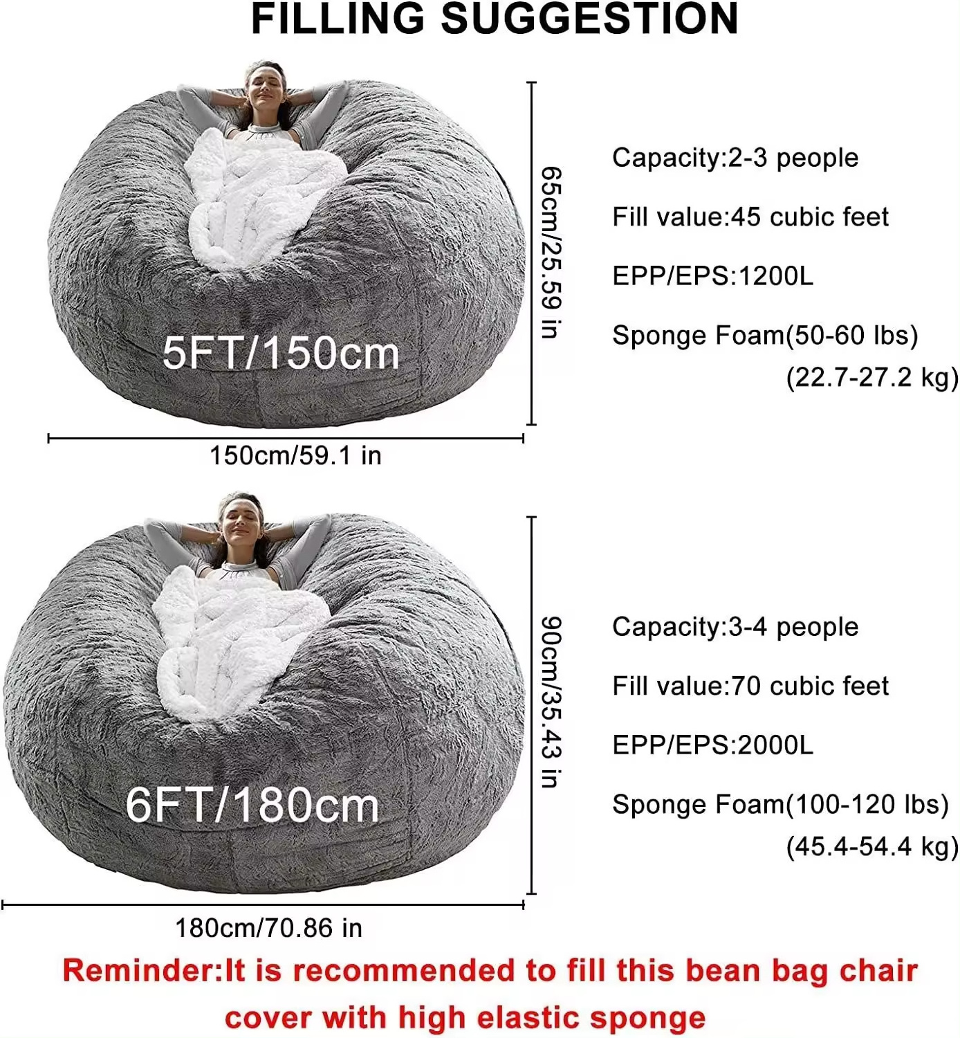 Hot Sale industrial chairs xxxl Lazy Sofa Faux Fur Big Coffee Giant Round Sofa Outside Use puff Bean Bag Chair without Fillers