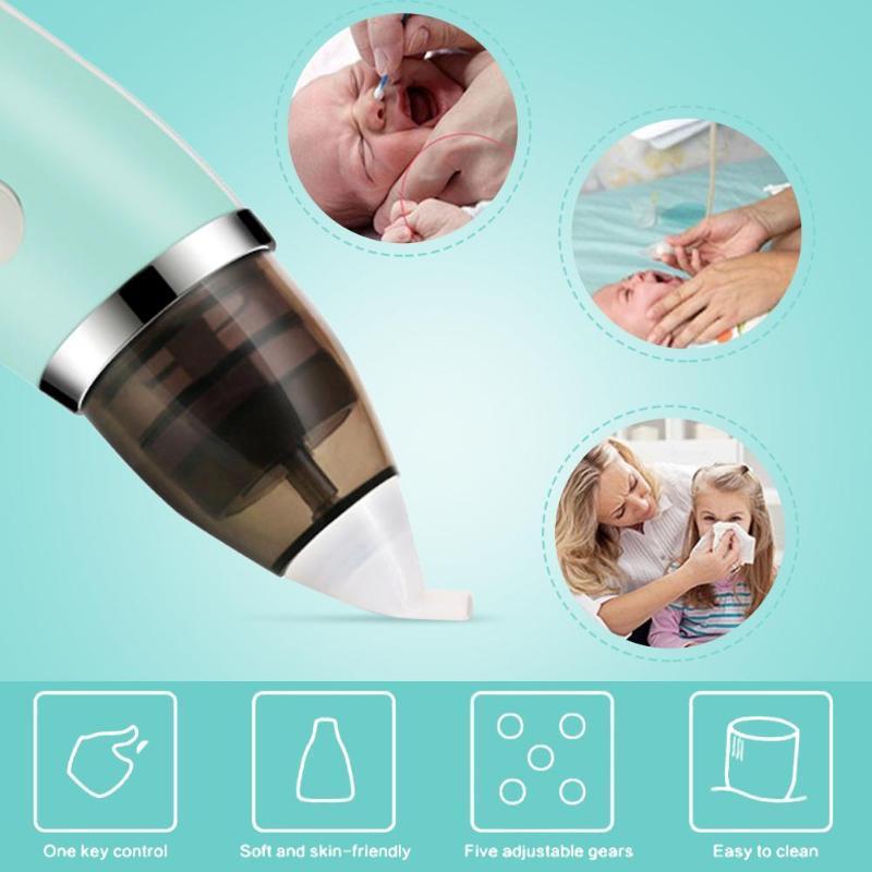 Limpiador nasal para bebes Sucker convenient baby safe Ear Vacuum Light baby nasal aspirator electric nose cleaner