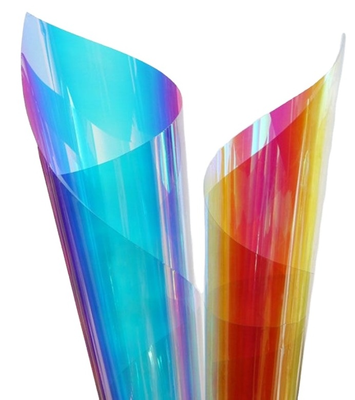 Anolly Dichroic Blue Red PVC Roll Iridescent Rainbow Holographic Window Film Glossy Colorful Vinyl