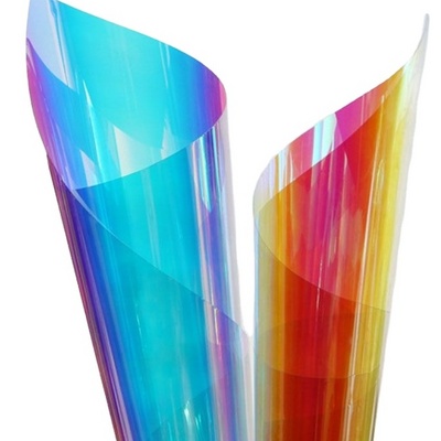 Anolly Dichroic Blue Red PVC Roll Iridescent Rainbow Holographic Window Film Glossy Colorful Vinyl