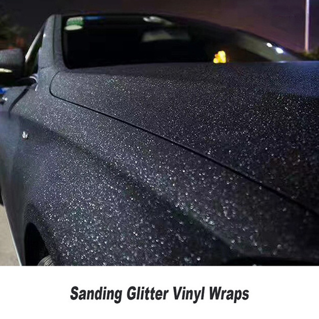 Anolly Auto Decoration Wraps Black Frosted Flashing Film Car Stickers 1.52 x 30 M Vehicle Body Glittery Vinyl