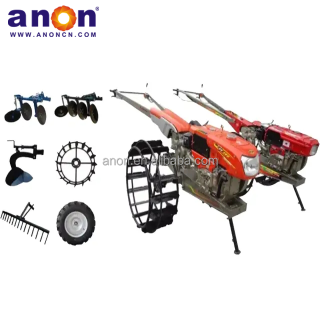 ANON Walk Tractor 2 Wheel Tractor Implements Power 22hp Walking Tractor Single Plough