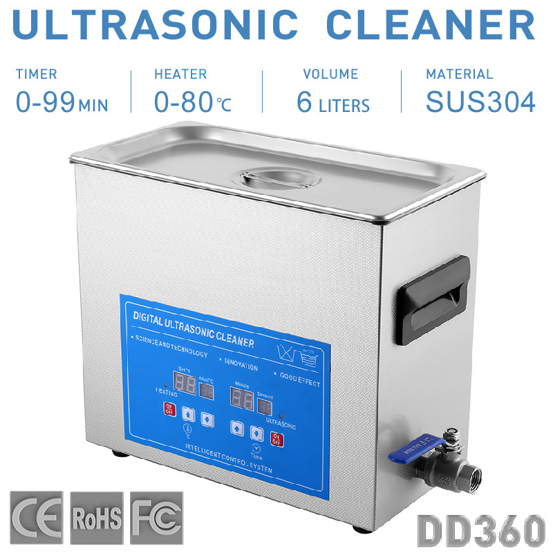 6L Digital Heated Ultra Sonic Cleaning Bath Single Frequency Ultrasonic Cleaner Machine for Lab