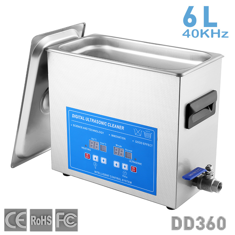 6L Digital Heated Ultra Sonic Cleaning Bath Single Frequency Ultrasonic Cleaner Machine for Lab