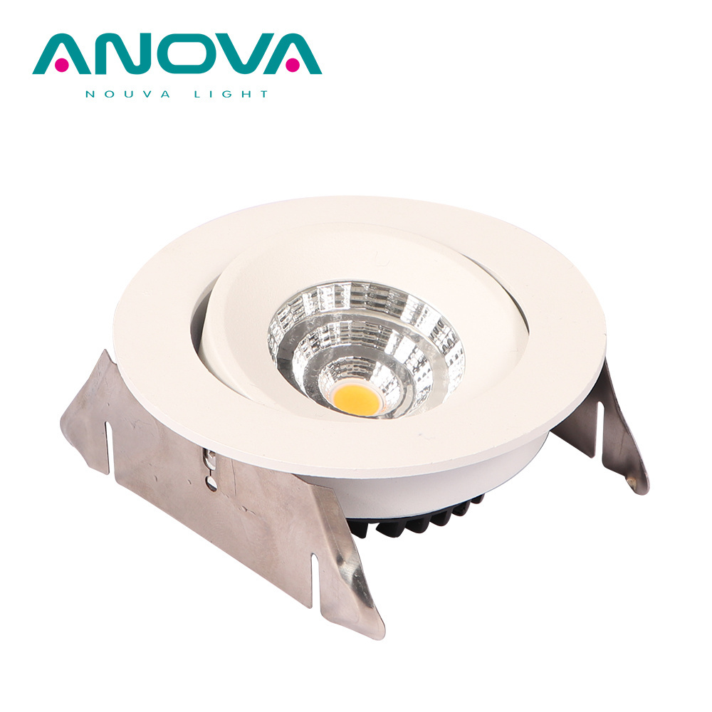 Indoor ceiling spotlight downlights 7 watt IP44 adjustable COB lights down recess lighting