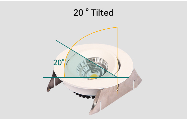 Indoor ceiling spotlight downlights 7 watt IP44 adjustable COB lights down recess lighting