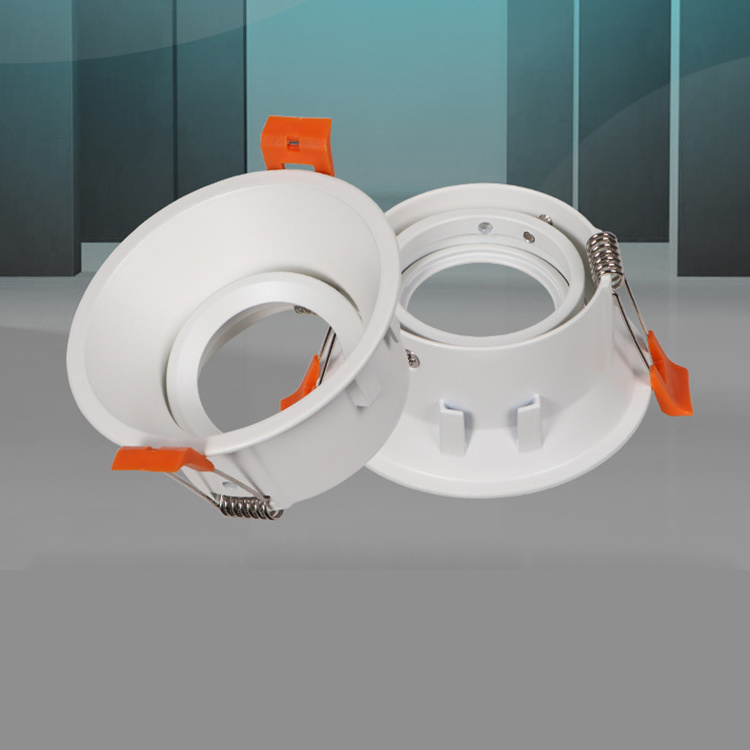 Recessed gu10 round led downlight fixture housing cover anti glare adjustable angle spot light frame