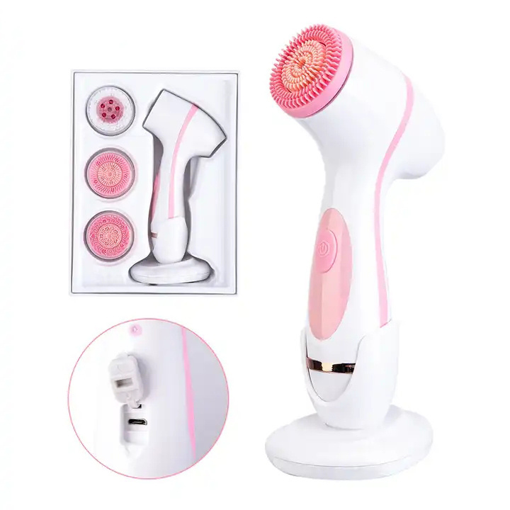 IPX6 Waterproof Handheld Electric Silicone Face Cleanser Brush 3 in 1 Facial Spin Brush Personal Care Electric Facial Brush