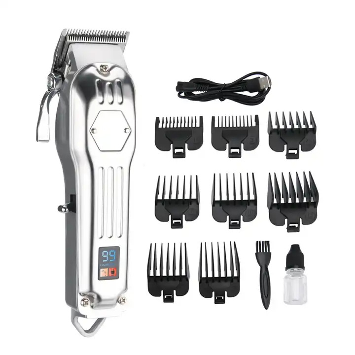 Silver Gold Professional Hair Trimmer Metal Electric Hair Clipper Barber Clipper for Men Usb Rechargeable Cordless Hair Trimmer