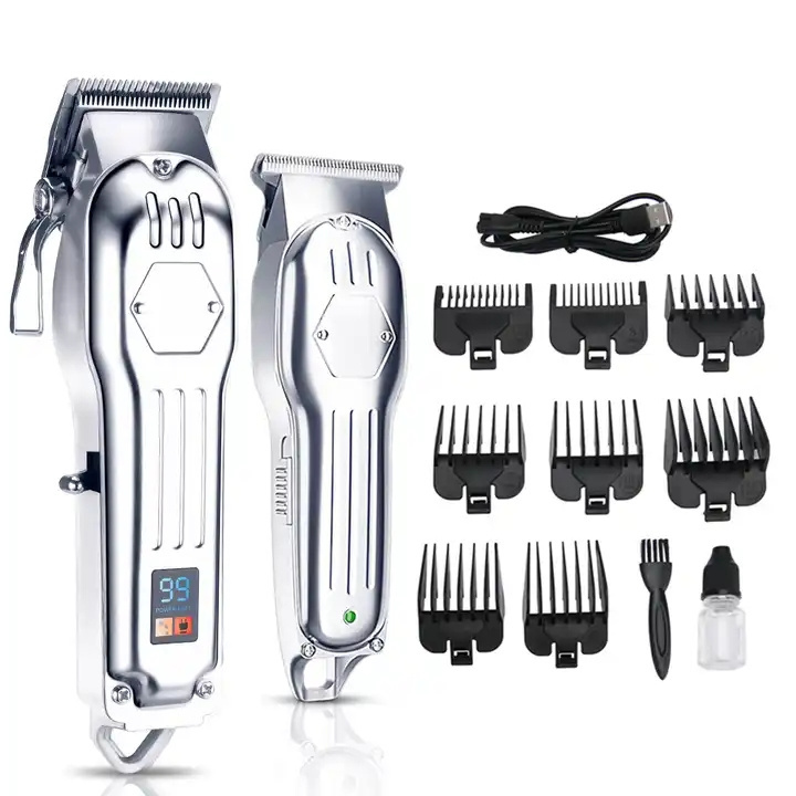 Silver Gold Professional Hair Trimmer Metal Electric Hair Clipper Barber Clipper for Men Usb Rechargeable Cordless Hair Trimmer