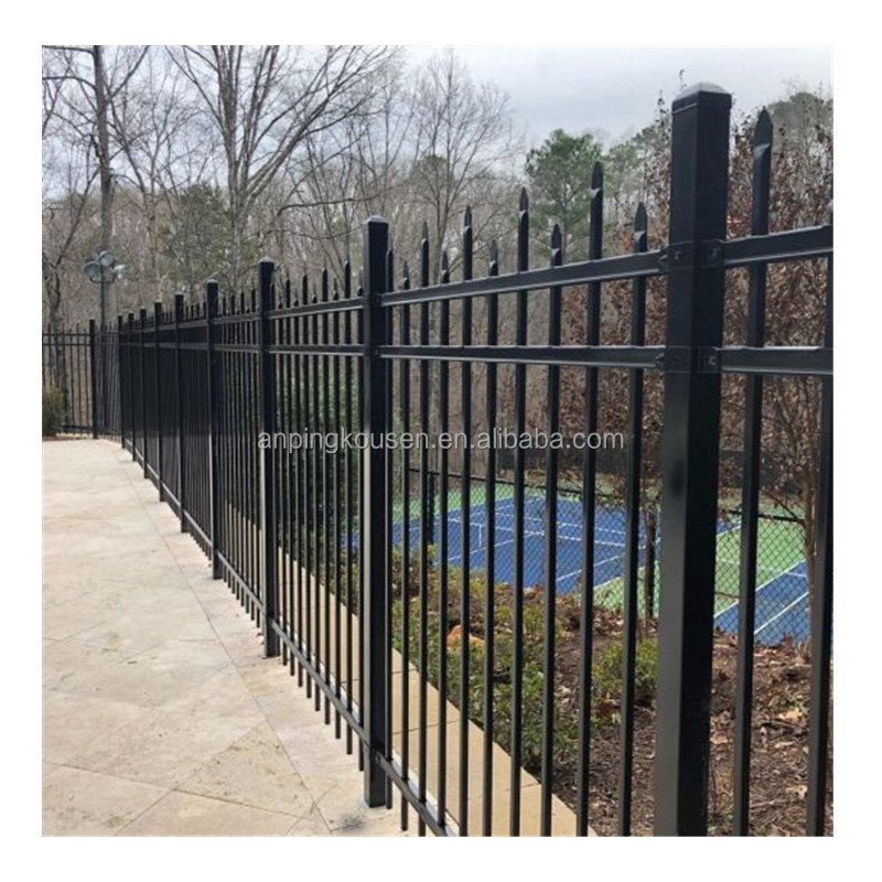 Free sample security metal galvanized safety fence panel steel picket 6 foot wrought iron fence panel security fencing