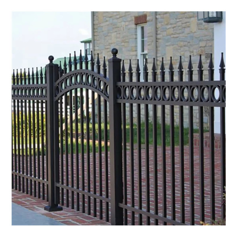 Free sample security metal galvanized safety fence panel steel picket 6 foot wrought iron fence panel security fencing