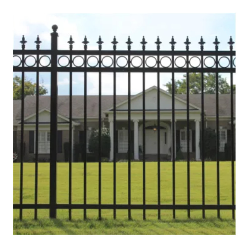 Free sample security metal galvanized safety fence panel steel picket 6 foot wrought iron fence panel security fencing