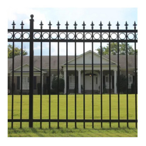 Free sample security metal galvanized safety fence panel steel picket 6 foot wrought iron fence panel security fencing