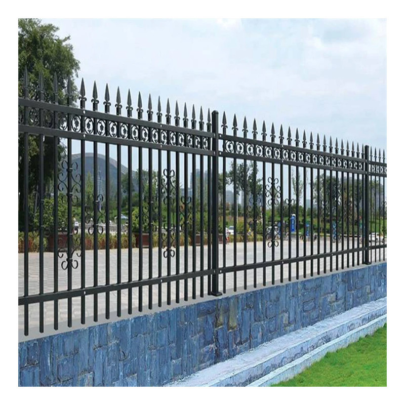 Free sample security metal galvanized safety fence panel steel picket 6 foot wrought iron fence panel security fencing