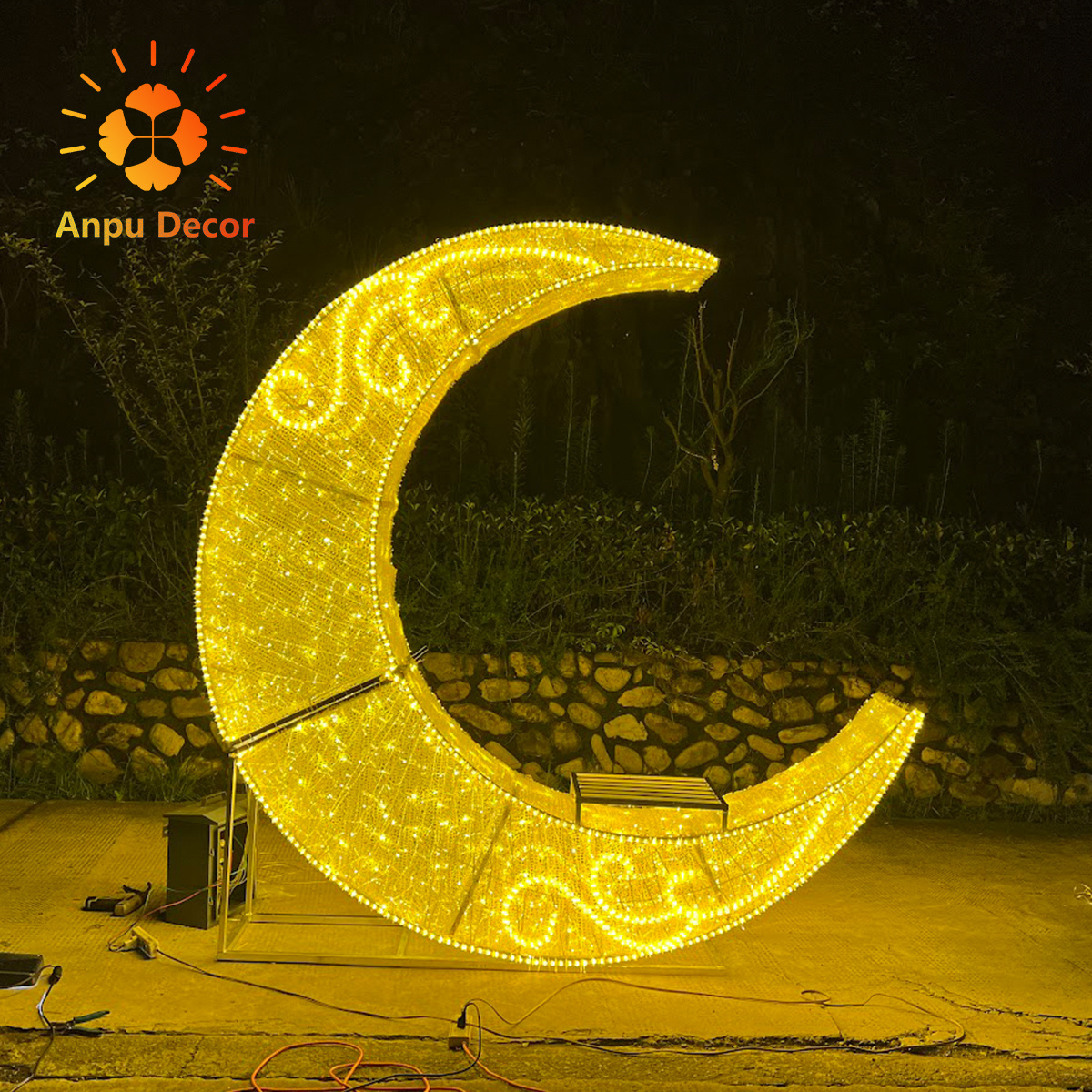 Customized Muslim Outdoor Ramadan Light Led Motif Light Ip65 Stars And Moon Decoration Light