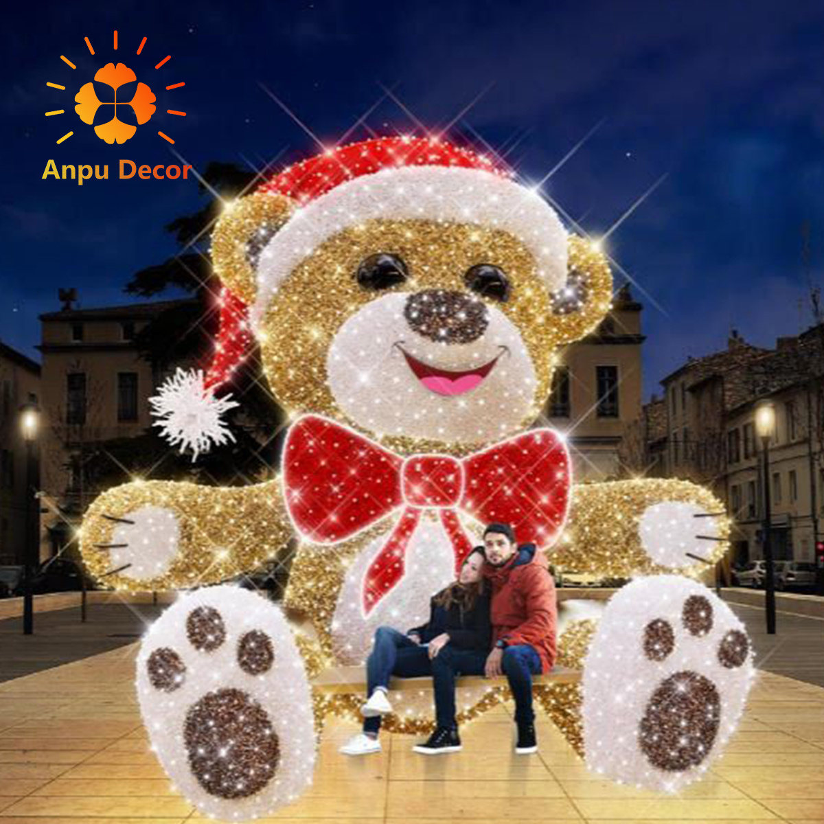 New Year Led 2PK 100L polar big bear Christmas 3d motif light for home decor