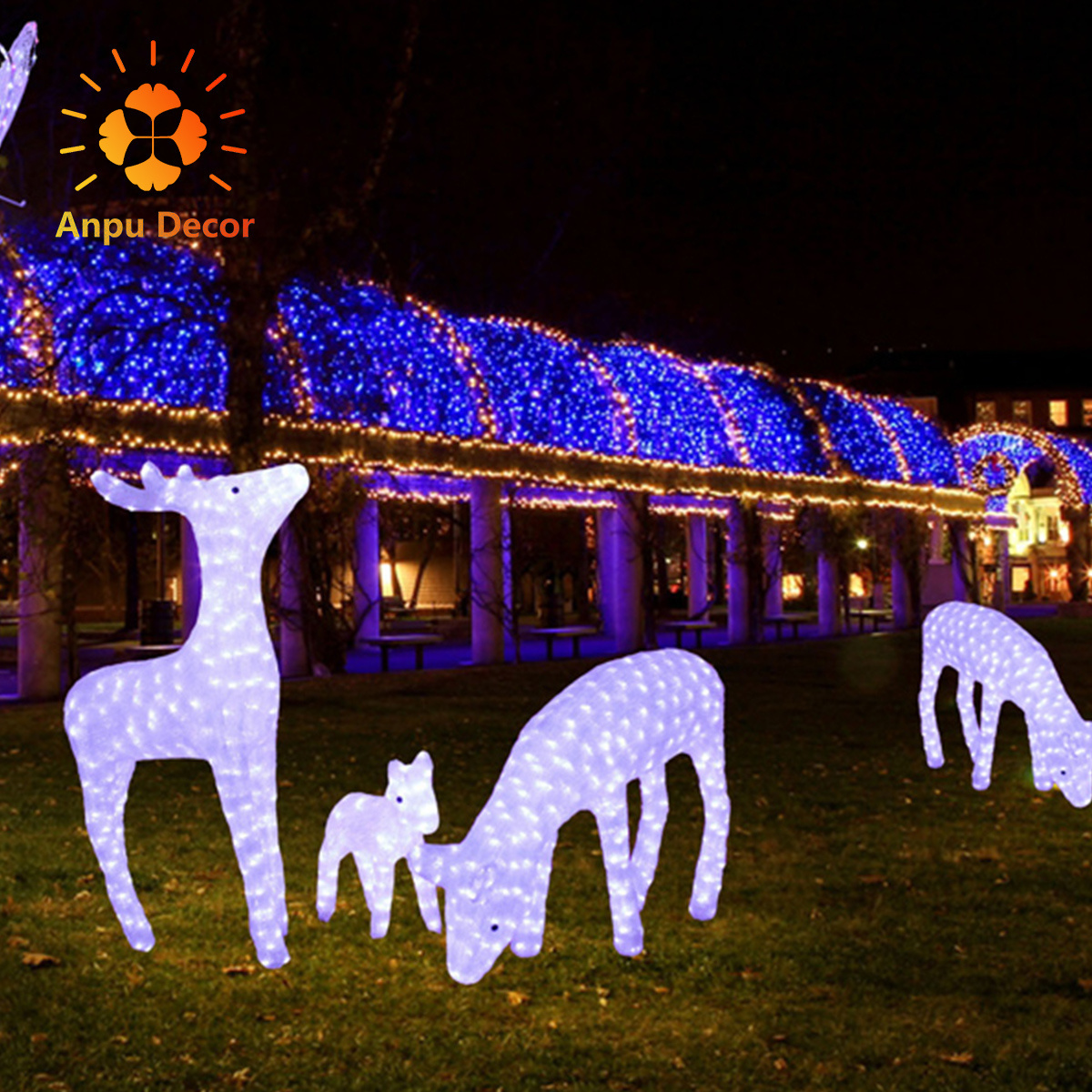 Outdoor Christmas Decoration 3D Reindeer Sculpture Motif Large LED Light