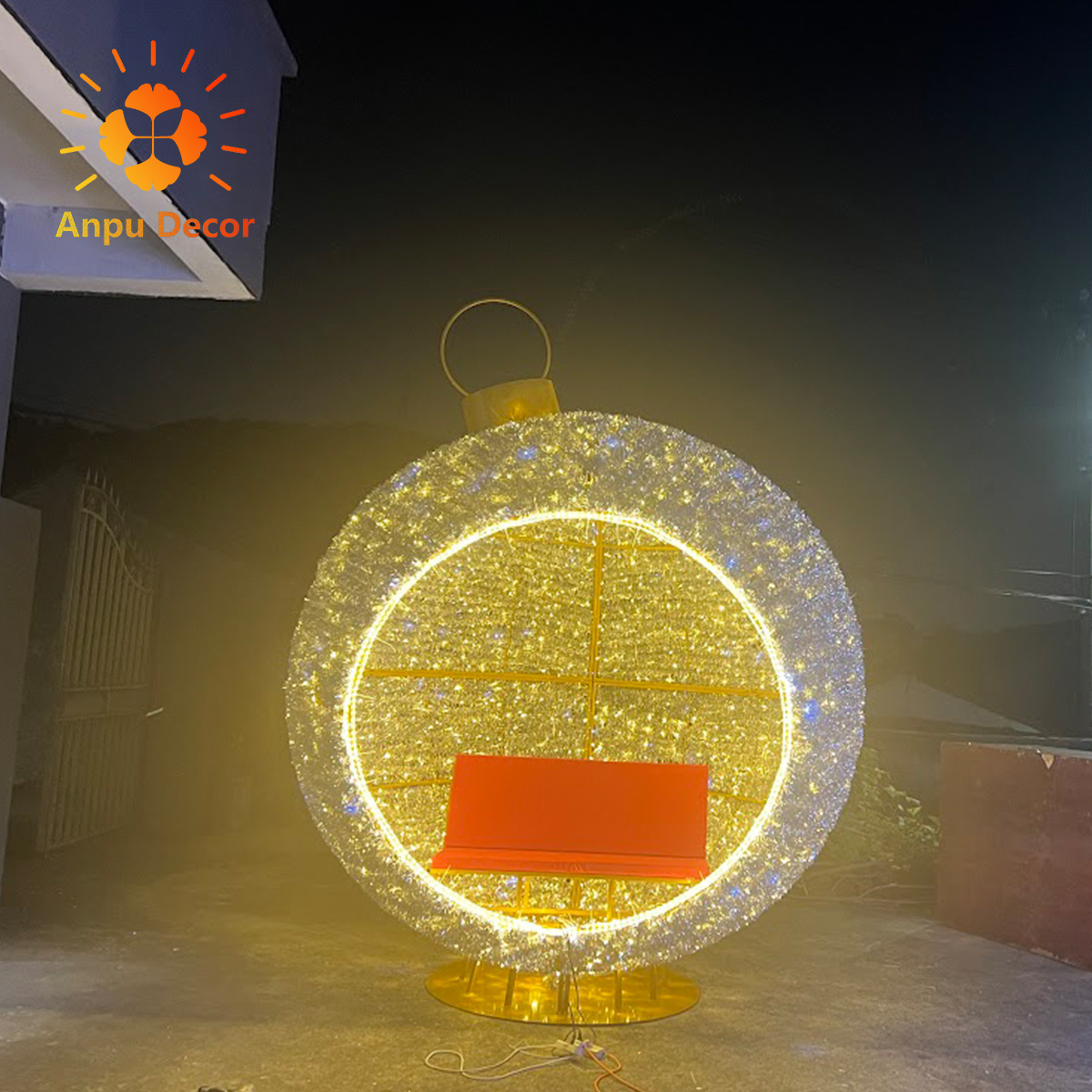 Commercial Street Decoration 3D Giant Led Ball Arch Lighting Large Outdoor Christmas Spheres With Lights For Shopping Mall