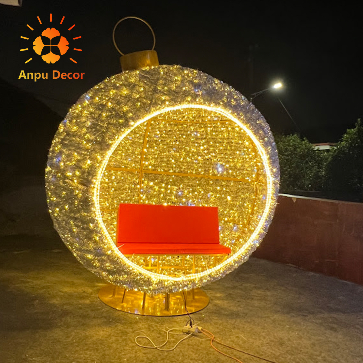 Commercial Street Decoration 3D Giant Led Ball Arch Lighting Large Outdoor Christmas Spheres With Lights For Shopping Mall