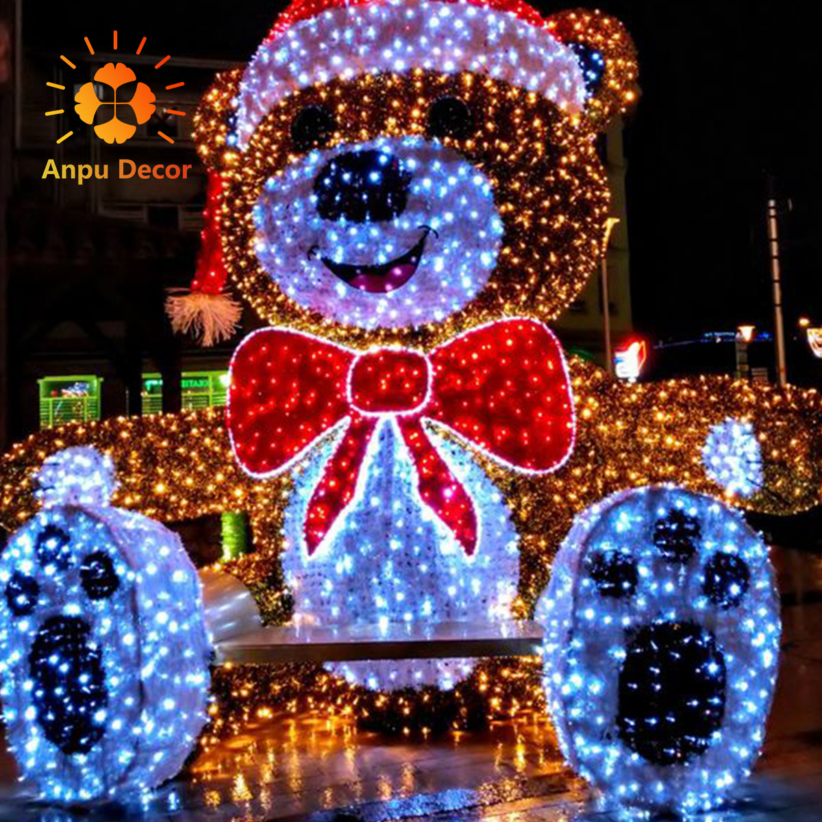 New Year Led 2PK 100L polar big bear Christmas 3d motif light for home decor