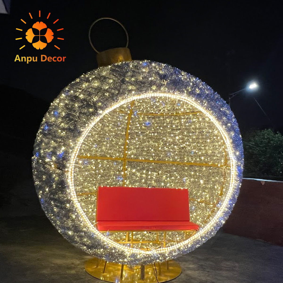 Commercial Street Decoration 3D Giant Led Ball Arch Lighting Large Outdoor Christmas Spheres With Lights For Shopping Mall