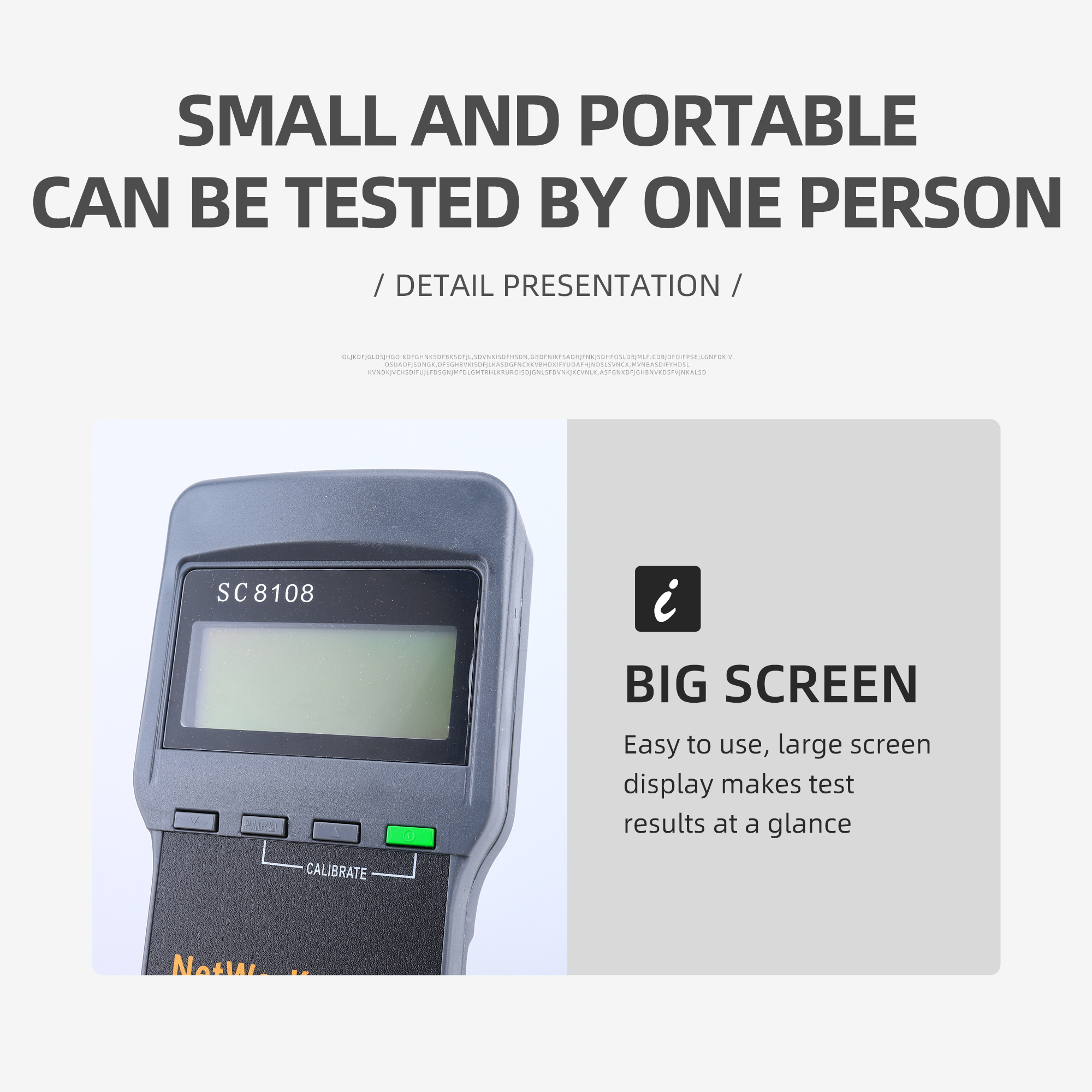 Portable Multifunction Wireless Network Tester SC-8108 LCD Digital PC Data Network CAT5 RJ45 LAN Phone Cable Tester Meter